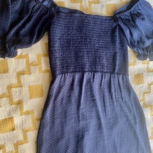 NSR Navy Blue & Polka Dot Sheer Dress